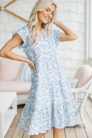 Make It Your Own Purple Ditsy Floral Tiered Dress
