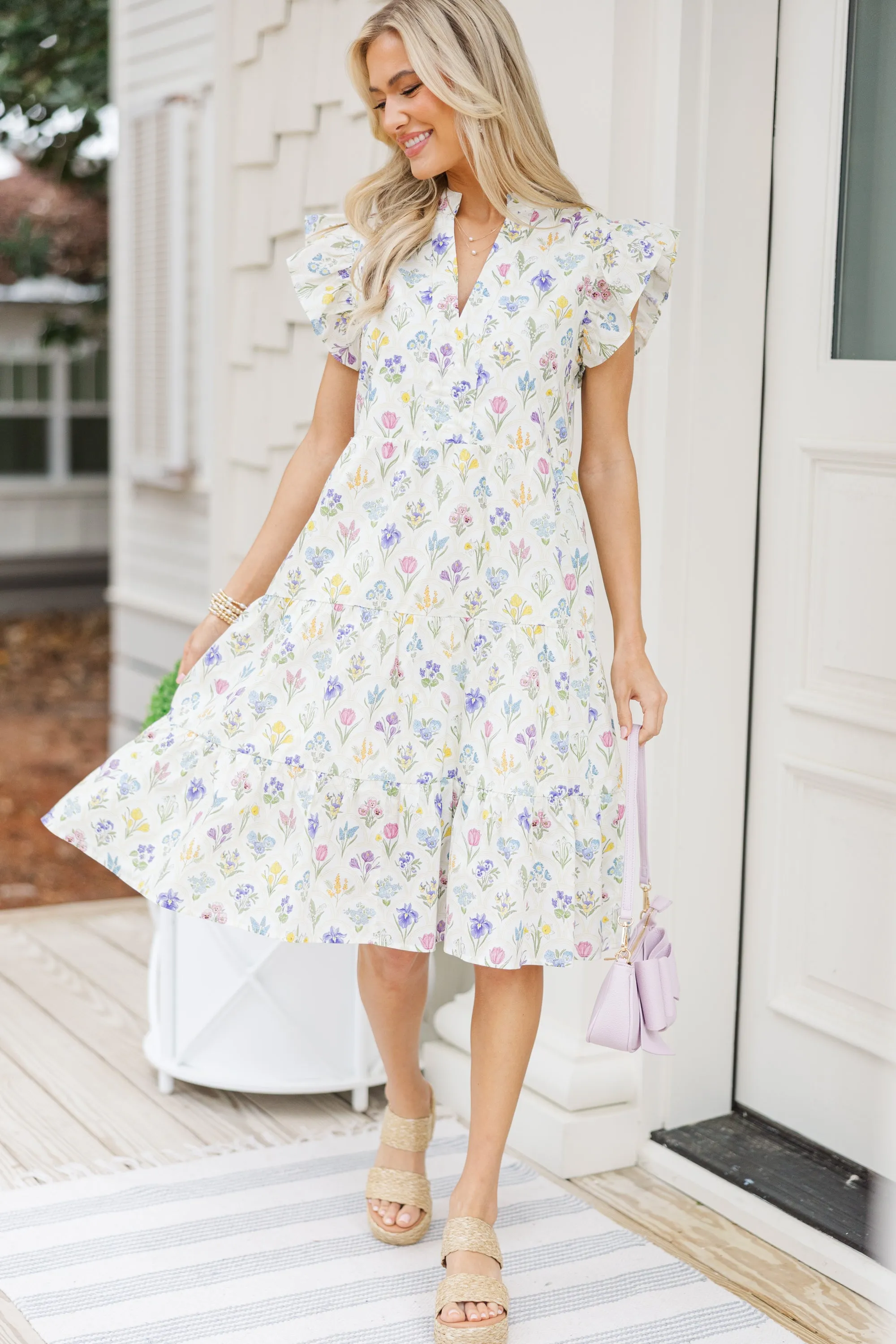 Make It Your Own Yellow Medallion Tiered Dress