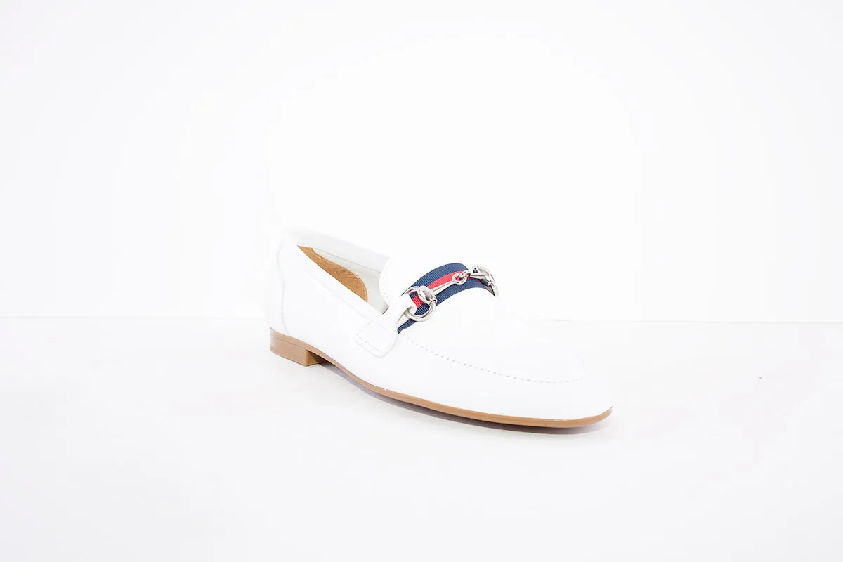 MARIA JAEN - 4026 LOW HEEL SLIP-ON SHOE - WHITE LEATHER