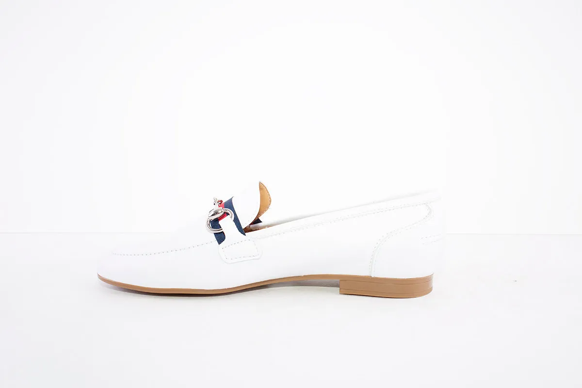 MARIA JAEN - 4026 LOW HEEL SLIP-ON SHOE - WHITE LEATHER