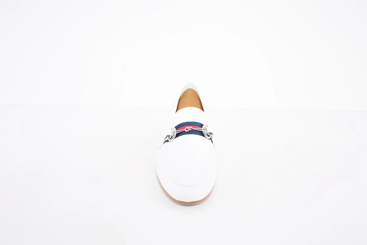 MARIA JAEN - 4026 LOW HEEL SLIP-ON SHOE - WHITE LEATHER