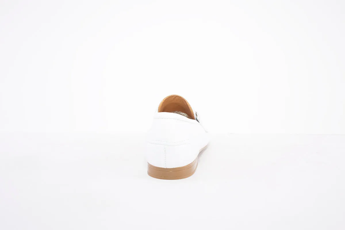 MARIA JAEN - 4026 LOW HEEL SLIP-ON SHOE - WHITE LEATHER