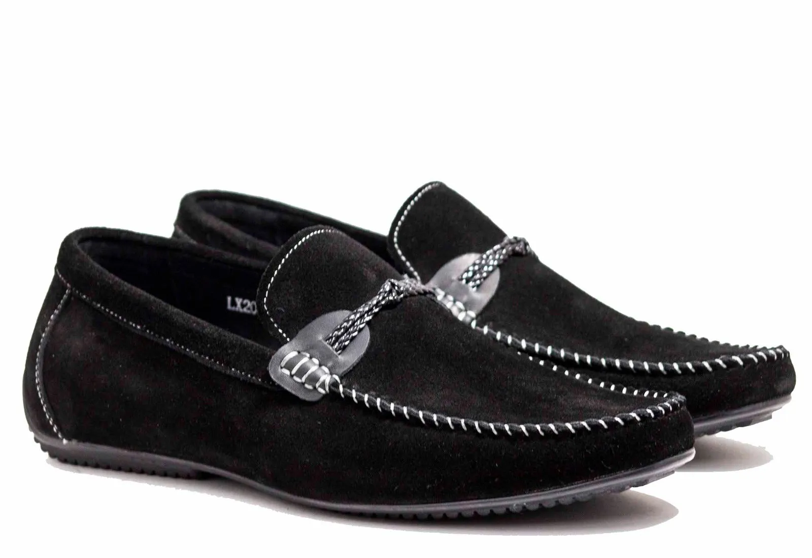 Men's Black Suede Loafer/Woven Strap 2060-051A
