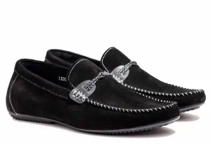 Men's Black Suede Loafer/Woven Strap 2060-051A
