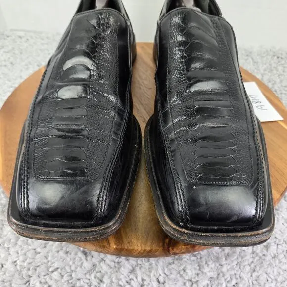 Mezlan Vitoria Black Ostrich Leg Exotic Slip On Square Toe Loafer Mens 13 48673