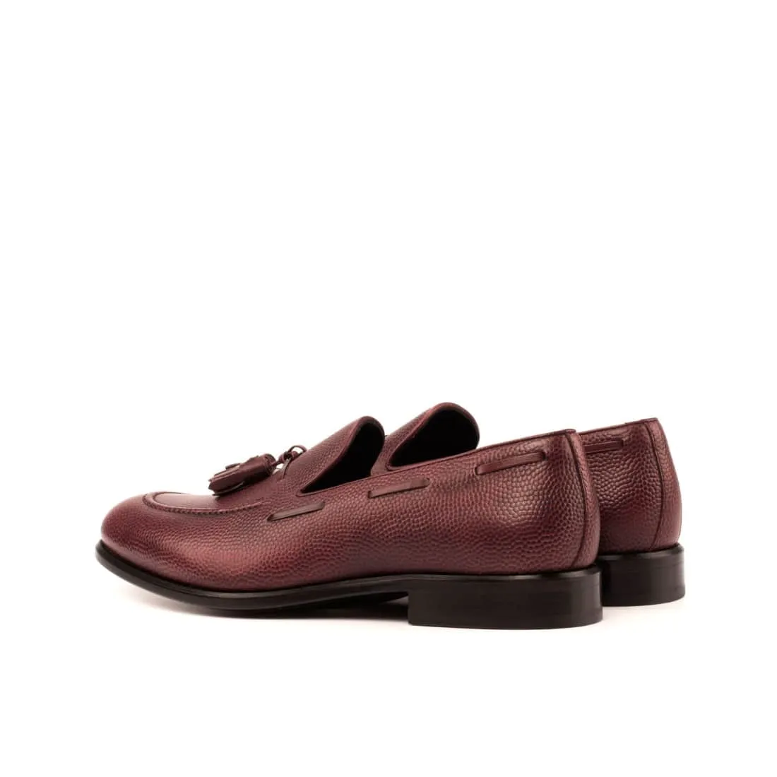 Mocassin à glands en cuir grainé bordeaux
