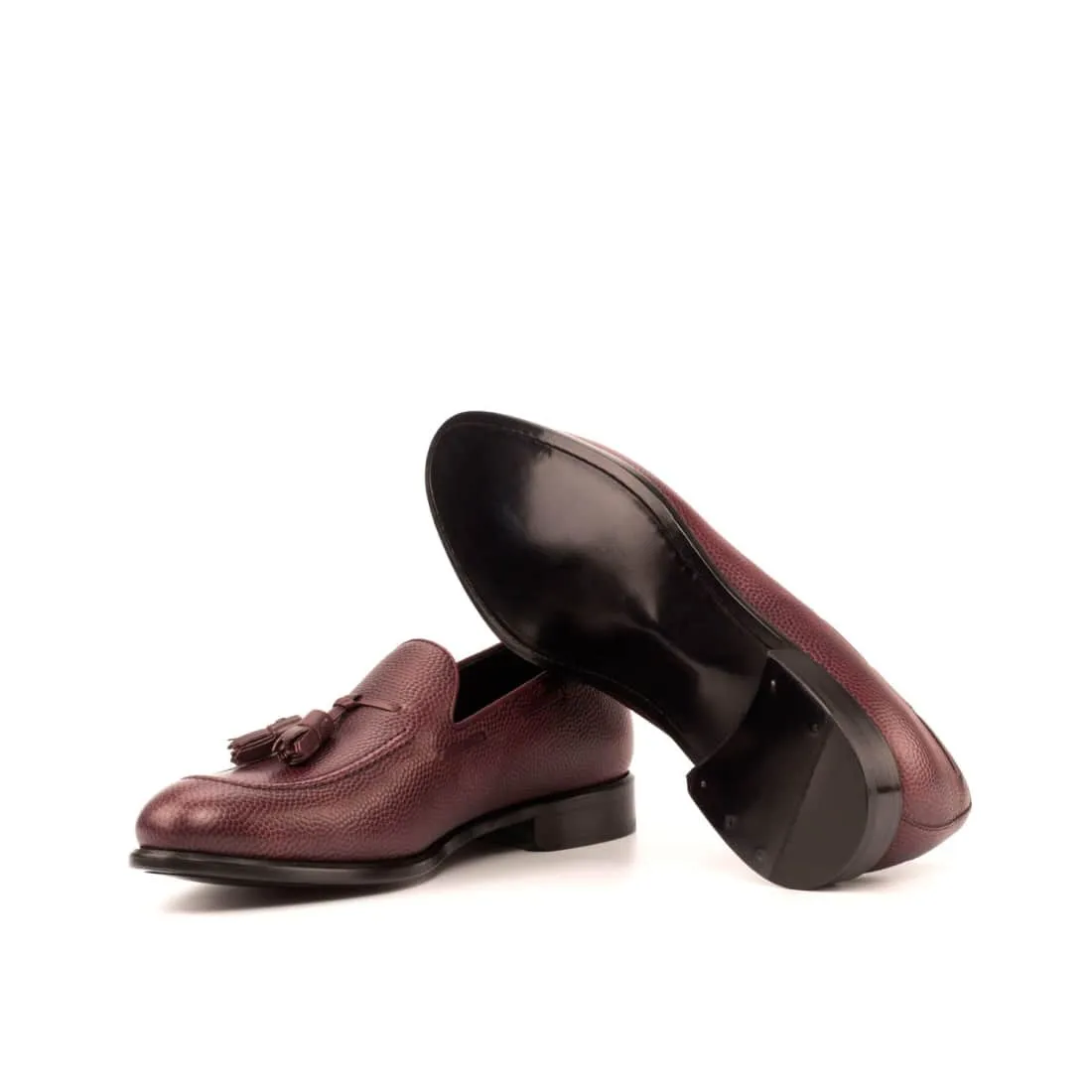 Mocassin à glands en cuir grainé bordeaux