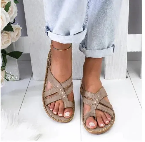 New Women Wedge Sandals Casual Flat Shoes Female PU Casual Summer Shoes for Women Flip Flop Flats Ladies Beach Slipper Sandal