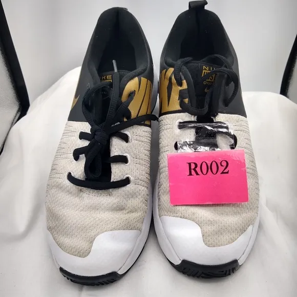 Nike Hustle Quick 6Youth/7.5Wmns GoldBlackWhite LaceUp Athletic Sneaker