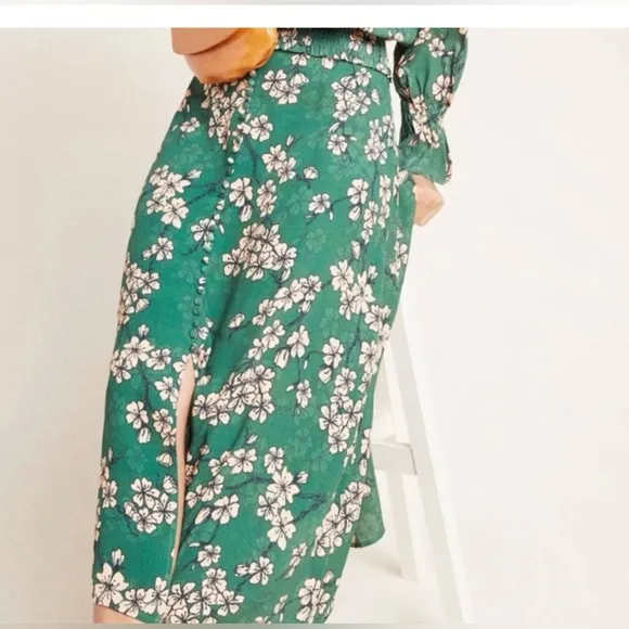 NWOT Kachel x Anthropologie green floral skirt sz 8