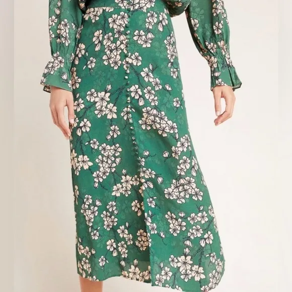 NWOT Kachel x Anthropologie green floral skirt sz 8