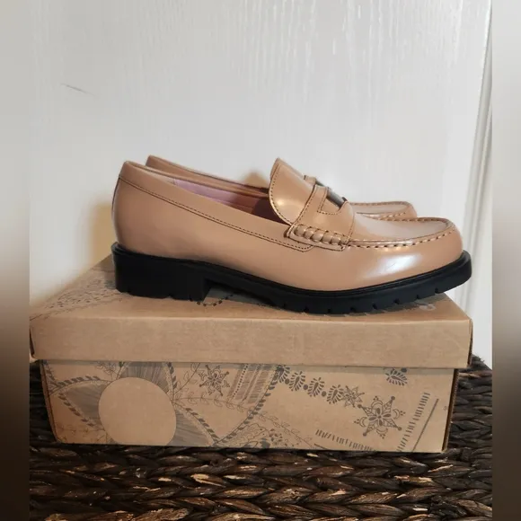 NWT Free People Collection Liv Leather Loafer Camel Size 38 7.5 Academia‎ School