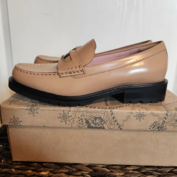 NWT Free People Collection Liv Leather Loafer Camel Size 38 7.5 Academia‎ School