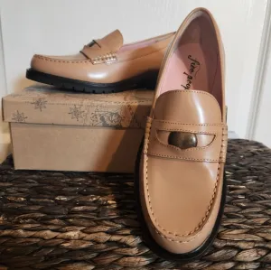 NWT Free People Collection Liv Leather Loafer Camel Size 38 7.5 Academia‎ School
