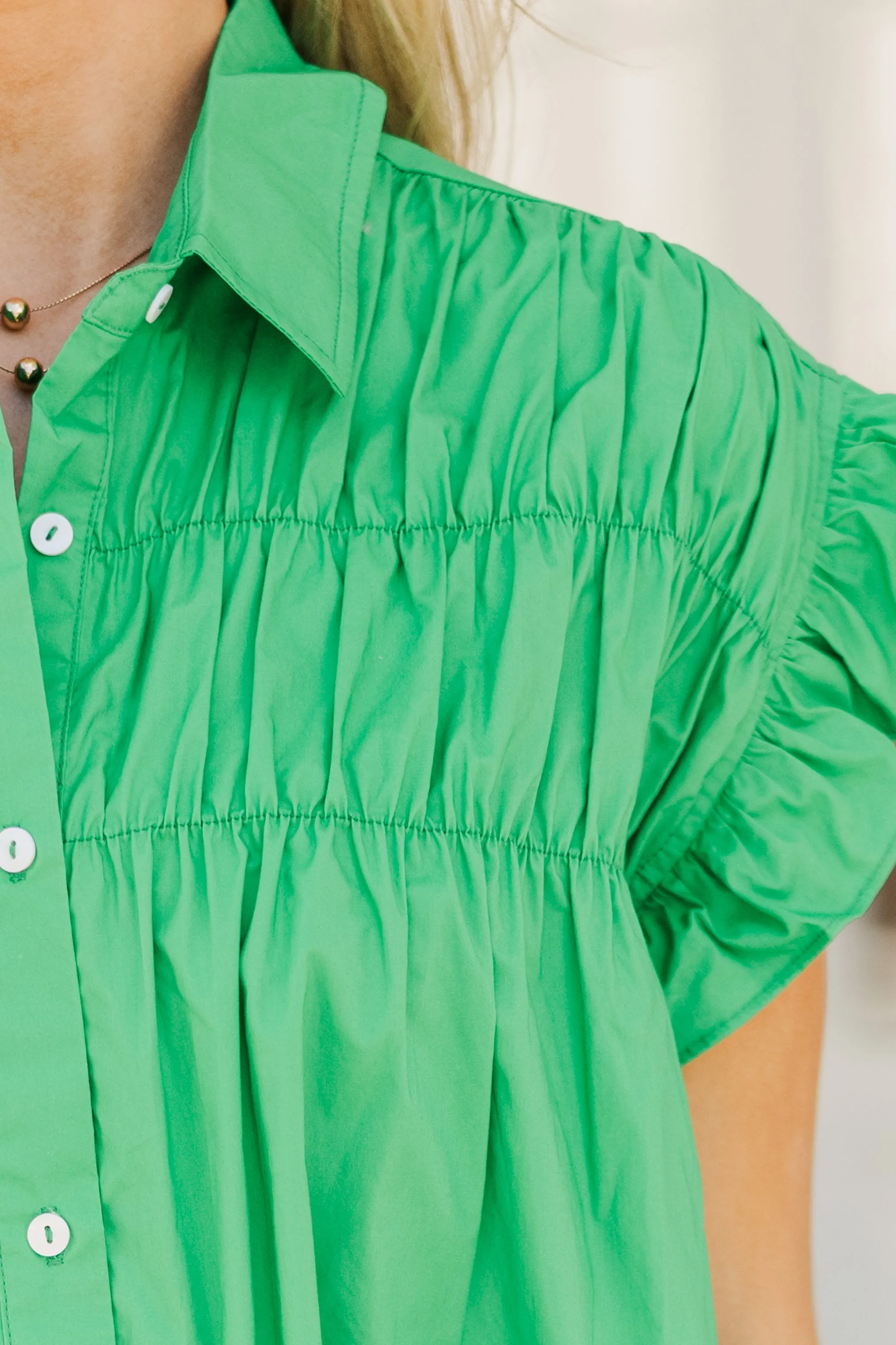 On The Way Green Shift Dress