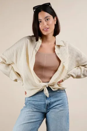 Oversized Striped Button Down Shirt Top