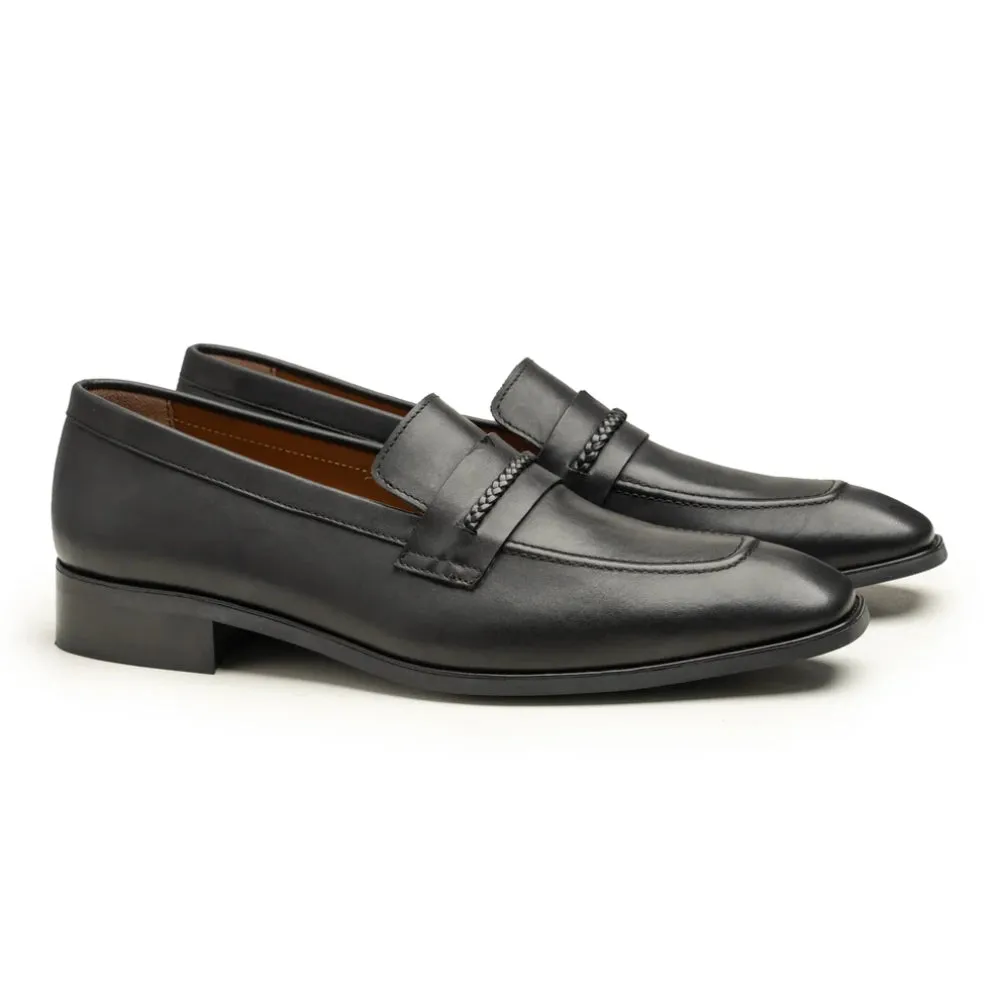 Pacho Mens Black Formal Leather Loafer