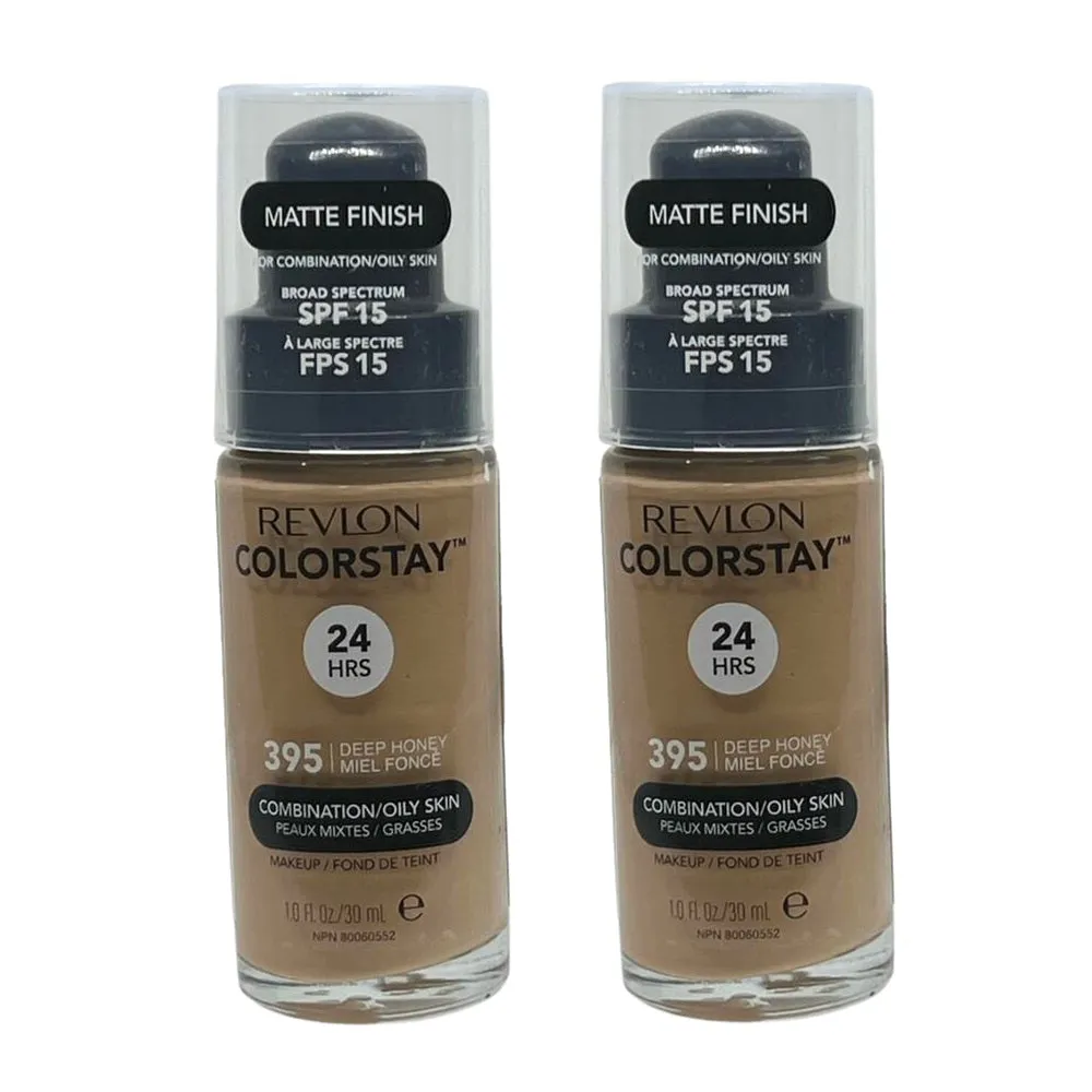 Pack of 2 Revlon Colorstay Combination/Oily Makeup, Matte Finish, Deep Honey 395