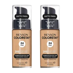 Pack of 2 Revlon Colorstay Combination/Oily Makeup, Matte Finish, Deep Honey 395