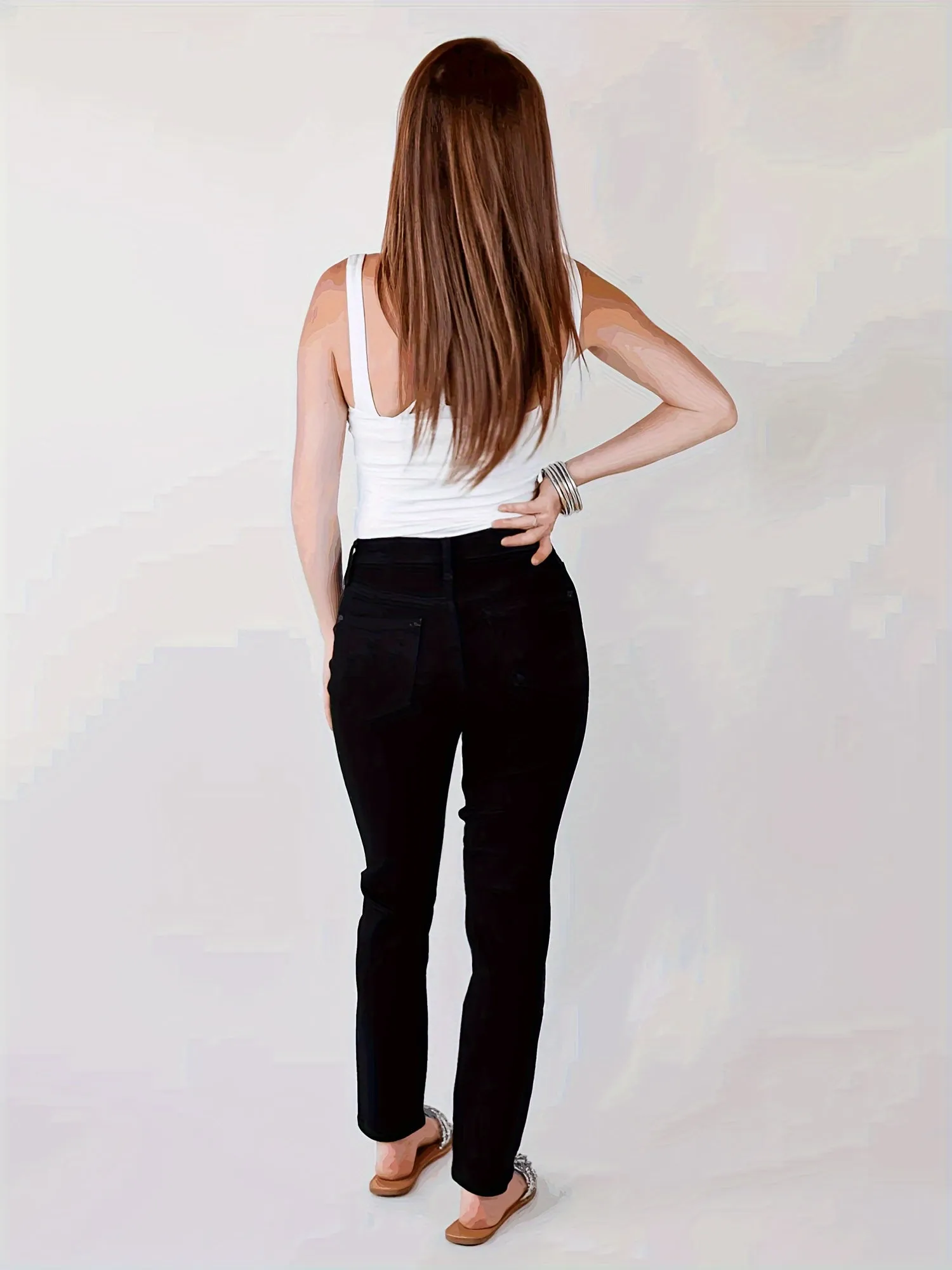 Petite High-Waisted Tummy Control Slim Fit Jeans – Stylish & Comfortable