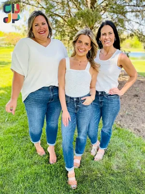 Petite High-Waisted Tummy Control Slim Fit Jeans – Stylish & Comfortable
