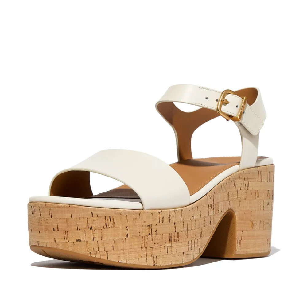 PLATFFORMS Leather/Cork Heeled Ankle-Strap Sandals