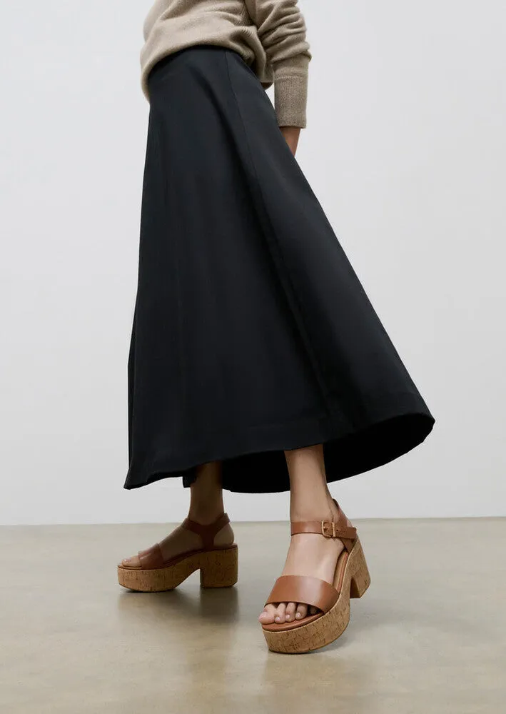 PLATFFORMS Leather/Cork Heeled Ankle-Strap Sandals