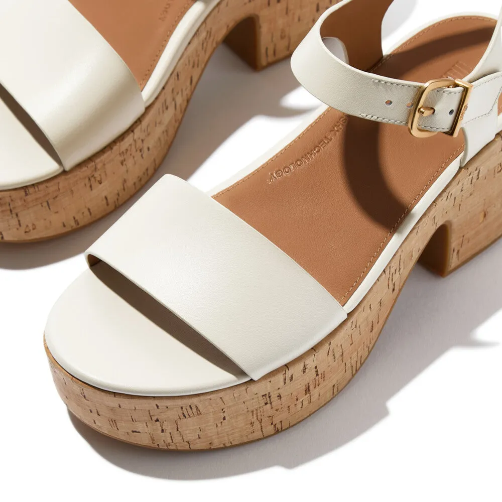 PLATFFORMS Leather/Cork Heeled Ankle-Strap Sandals