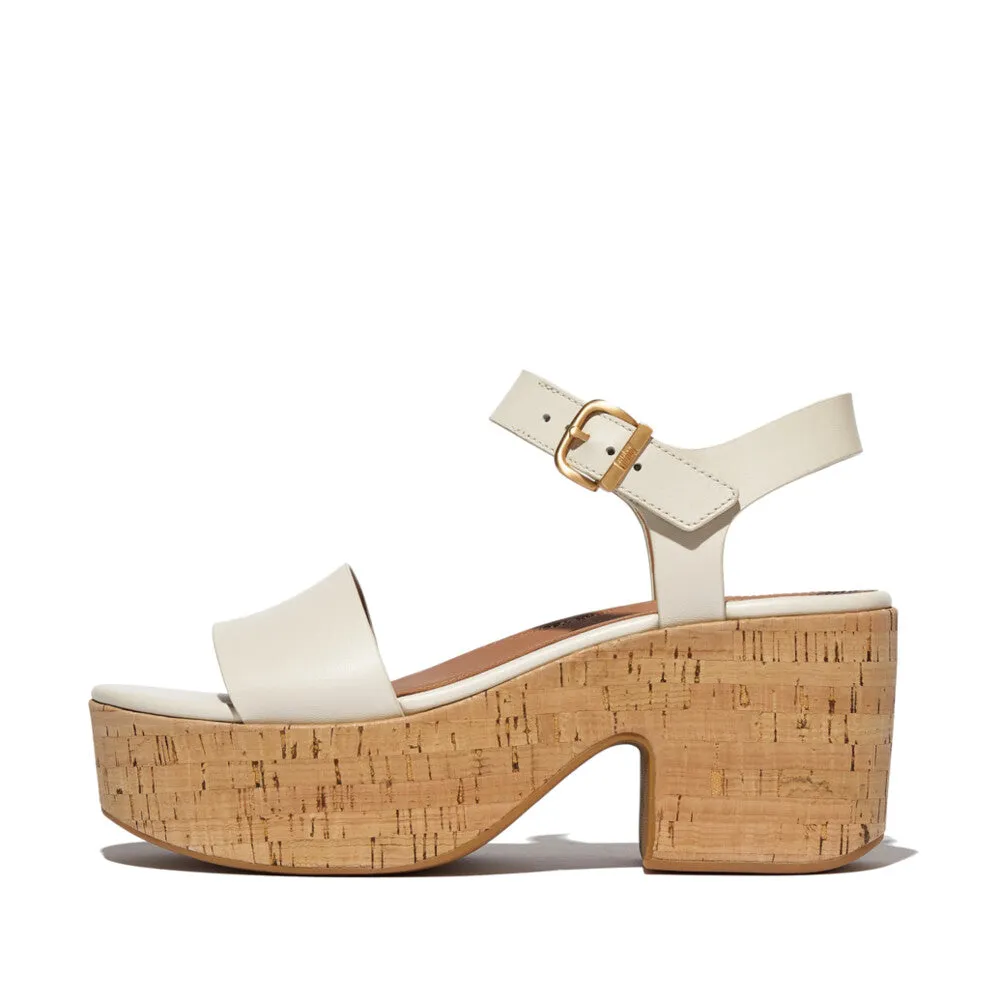 PLATFFORMS Leather/Cork Heeled Ankle-Strap Sandals