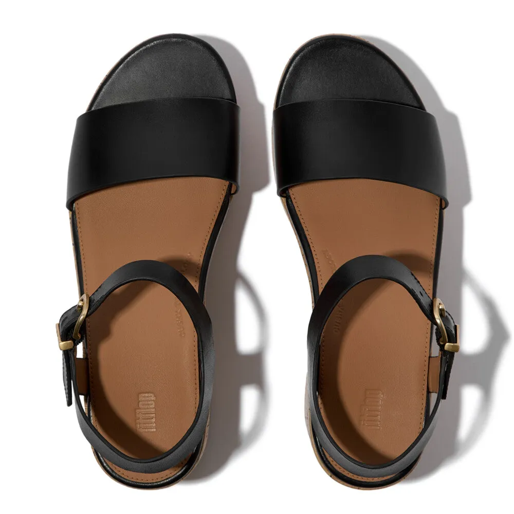 PLATFFORMS Leather/Cork Heeled Ankle-Strap Sandals
