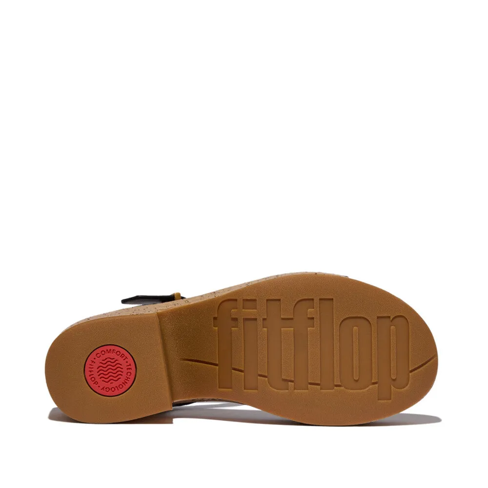 PLATFFORMS Leather/Cork Heeled Ankle-Strap Sandals