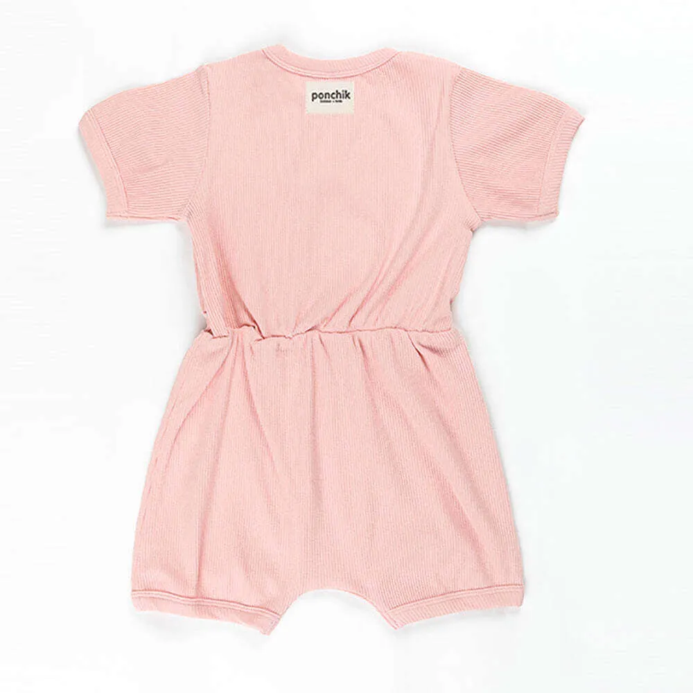 Ponchik Babies   Kids - Ribbed Cotton Romper - Lemonade