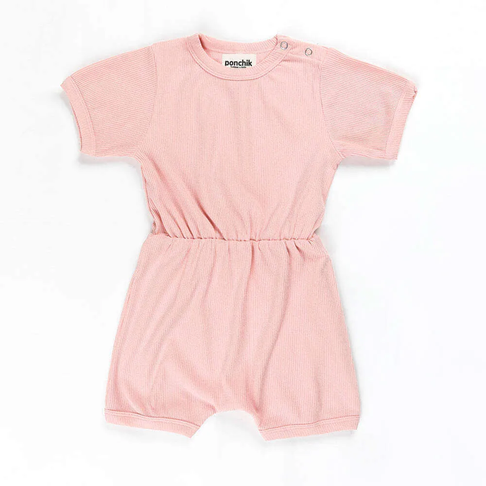 Ponchik Babies   Kids - Ribbed Cotton Romper - Lemonade