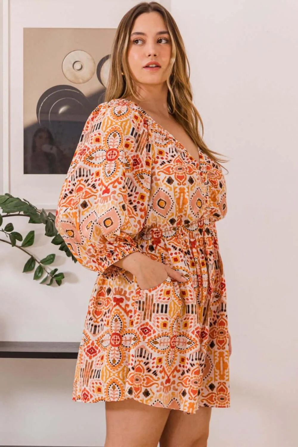 Printed Ruff Sleeve Romper with Pockets – Fun, Flirty