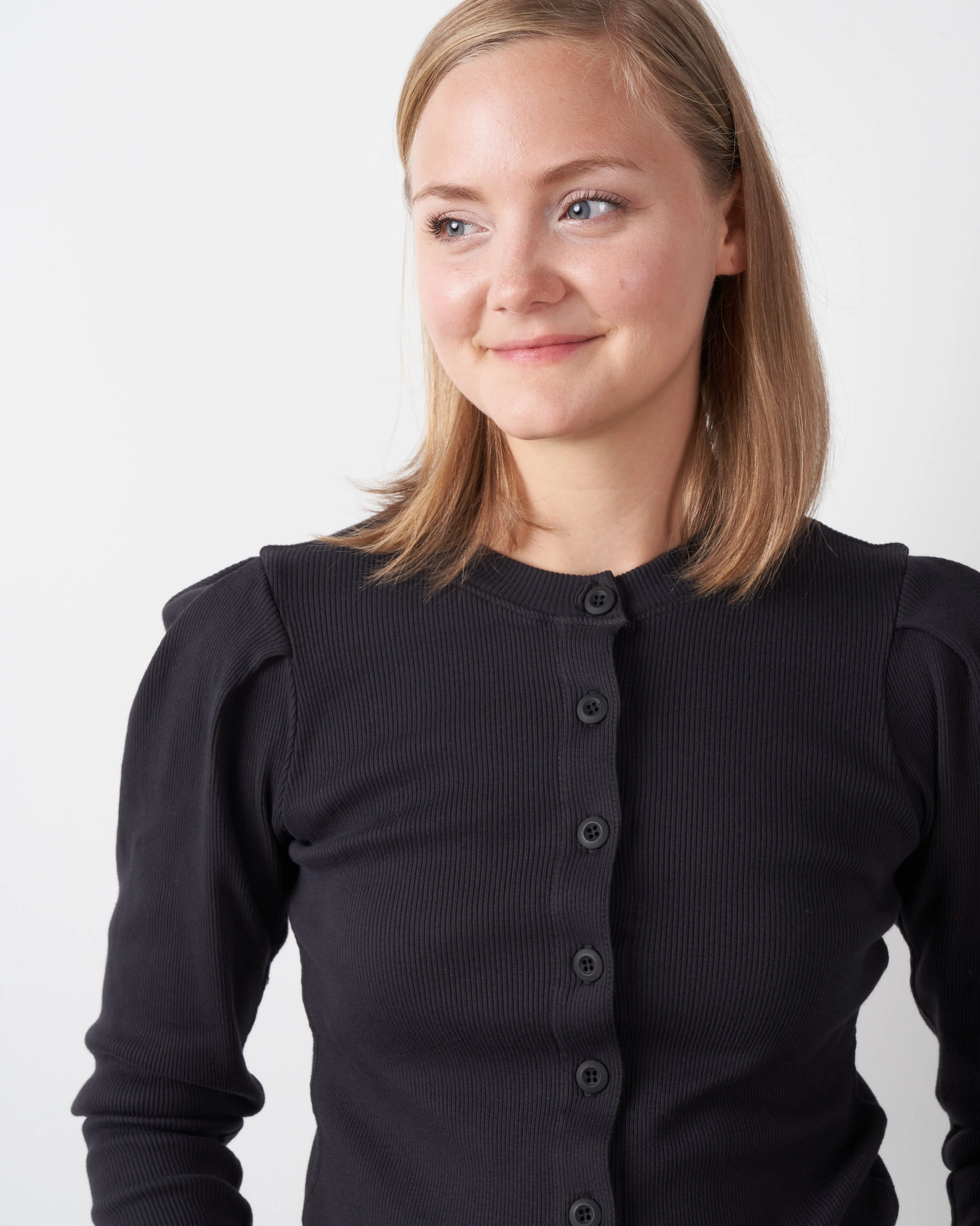 puff sleeve cardigan - vintage black