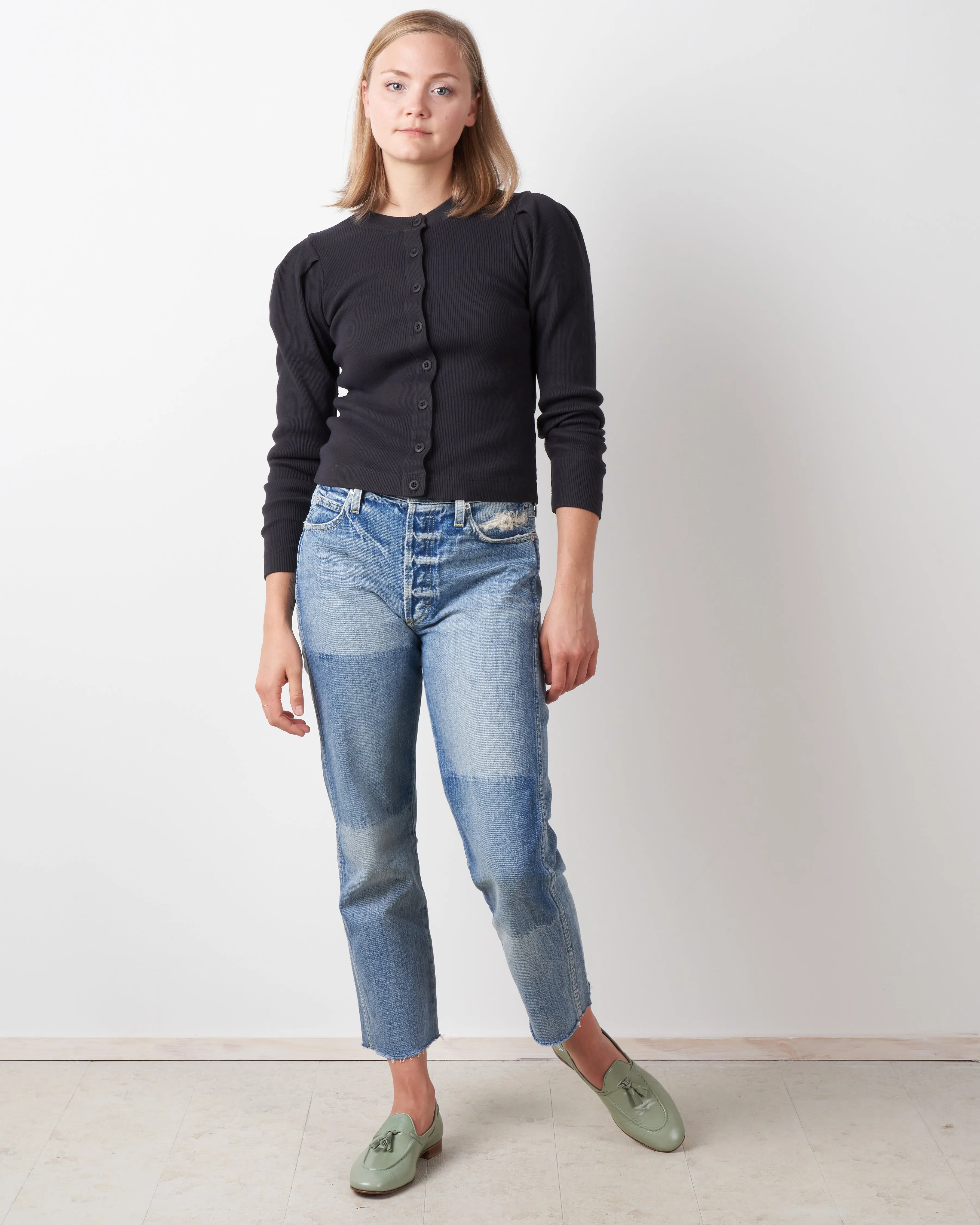 puff sleeve cardigan - vintage black