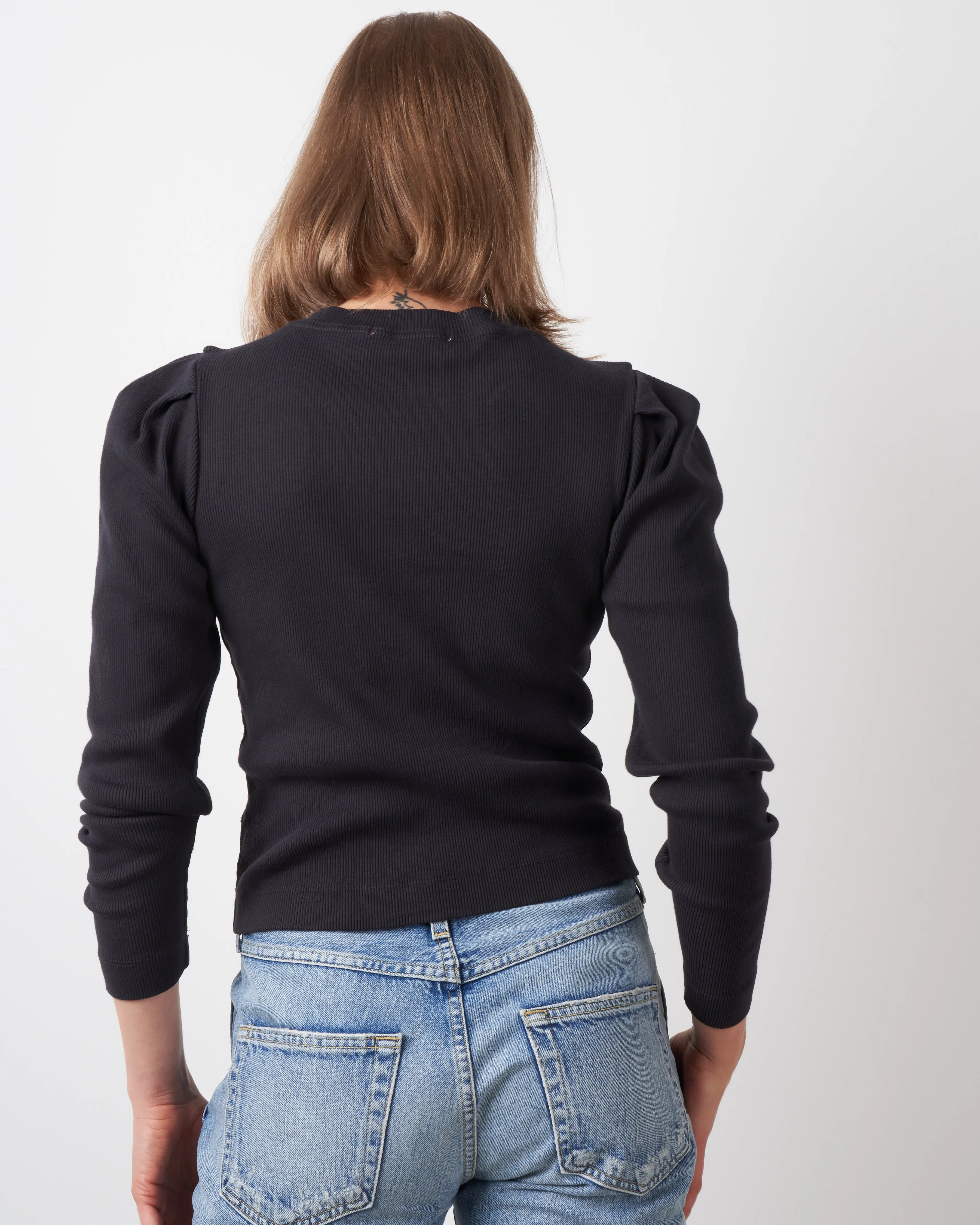 puff sleeve cardigan - vintage black
