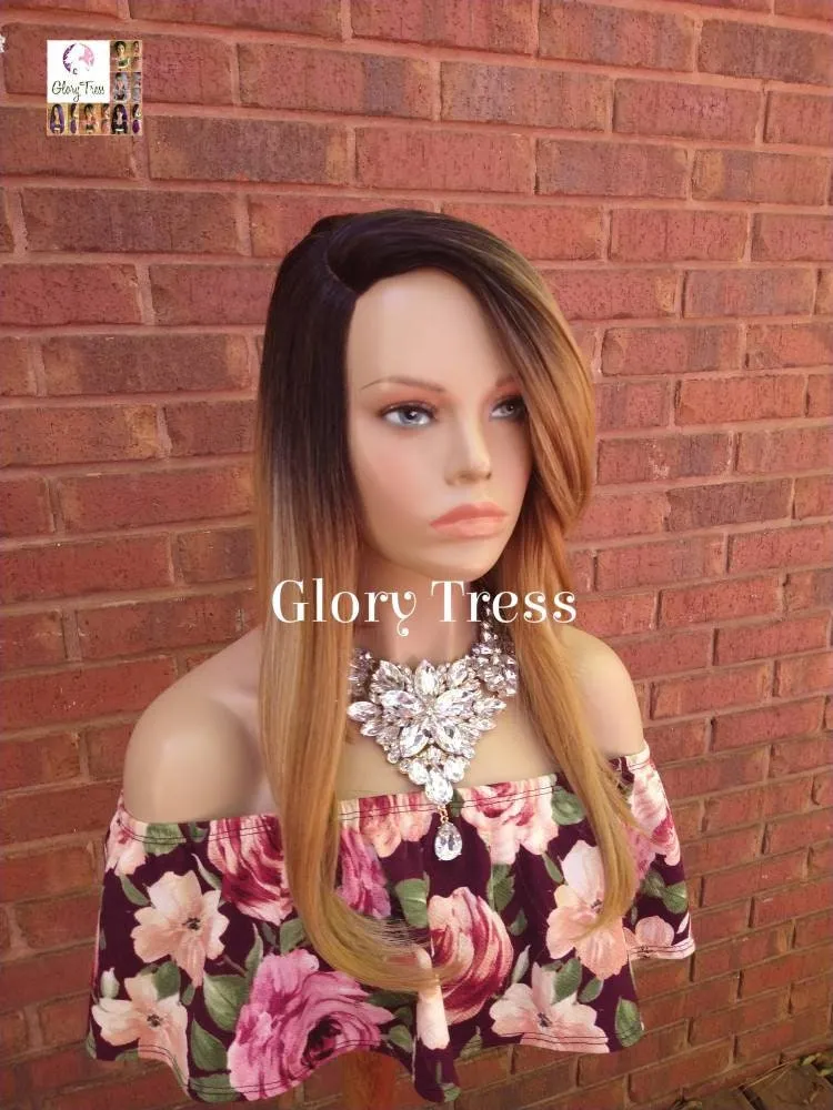 READY To SHIP // Long Layered Bob Wig, Ombre Blonde Bob Wig,  Straight Bob Full Wig, Lace Parting// TREASURE