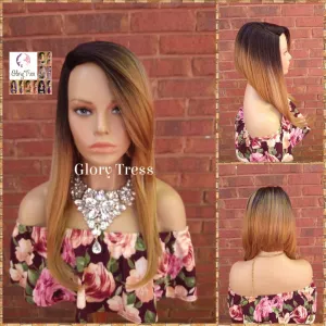 READY To SHIP // Long Layered Bob Wig, Ombre Blonde Bob Wig,  Straight Bob Full Wig, Lace Parting// TREASURE