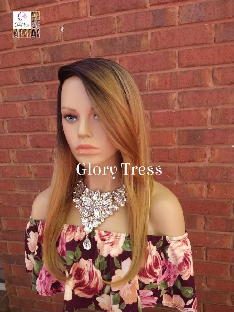 READY To SHIP // Long Layered Bob Wig, Ombre Blonde Bob Wig,  Straight Bob Full Wig, Lace Parting// TREASURE