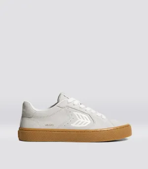 SALVAS Gum Smoke White Suede Off-White Logo Sneaker Women