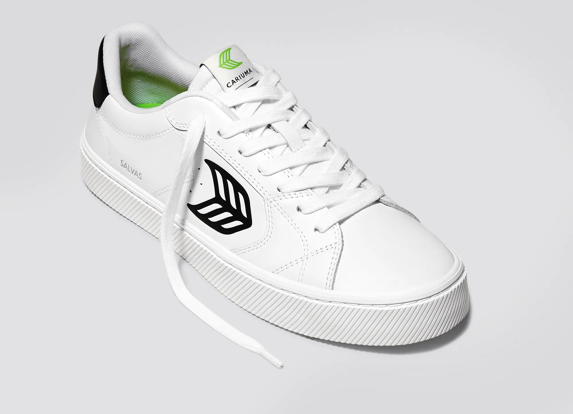 SALVAS White Leather Black Logo Sneaker Men