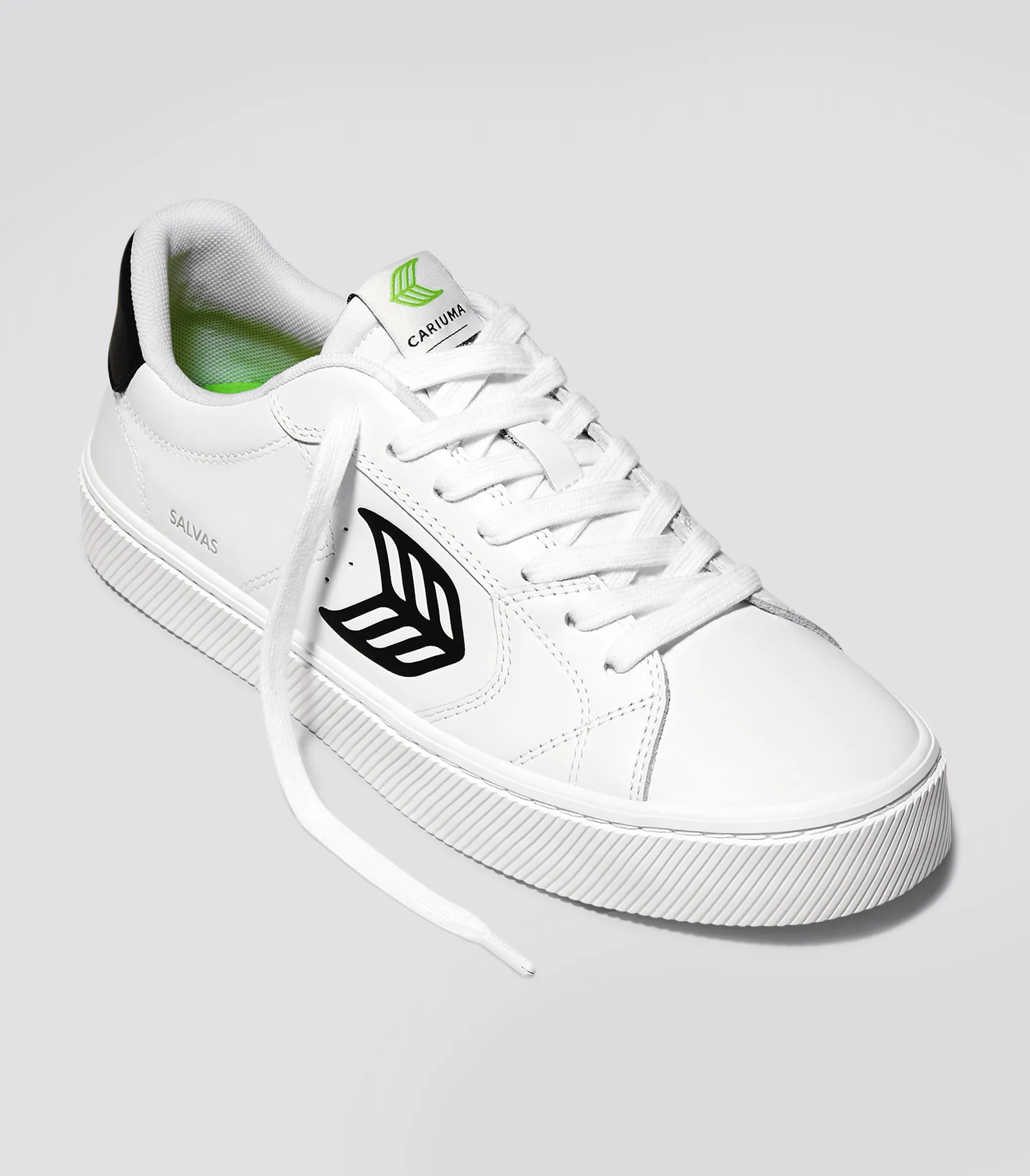 SALVAS White Leather Black Logo Sneaker Men