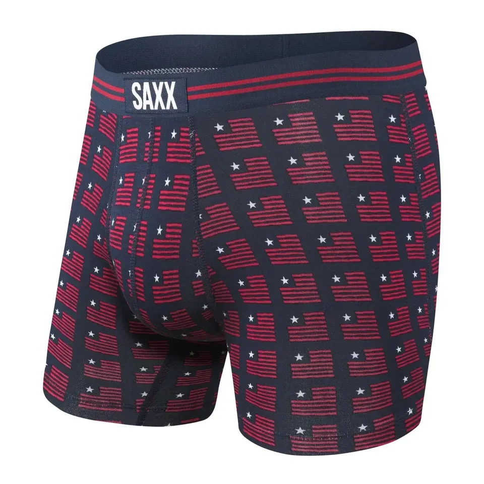 SAXX Underwear Vibe Boxer Brief - Navy American Spirit, Size Small