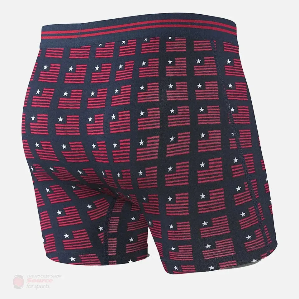 SAXX Underwear Vibe Boxer Brief - Navy American Spirit, Size Small