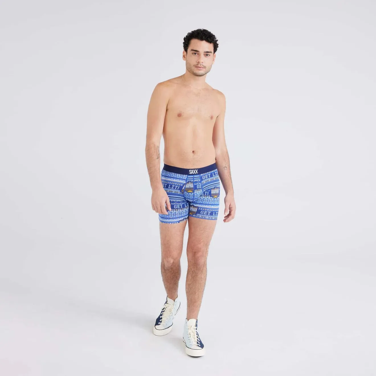 Saxx Vibe Boxers - Hannukah Sweater - Navy