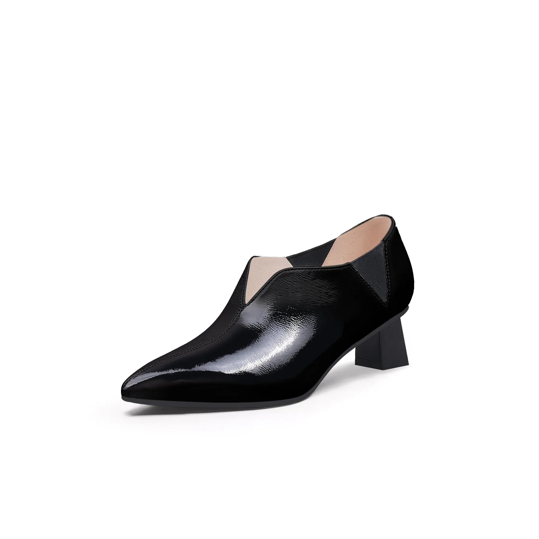Sharp Toe Leather Pump - Black