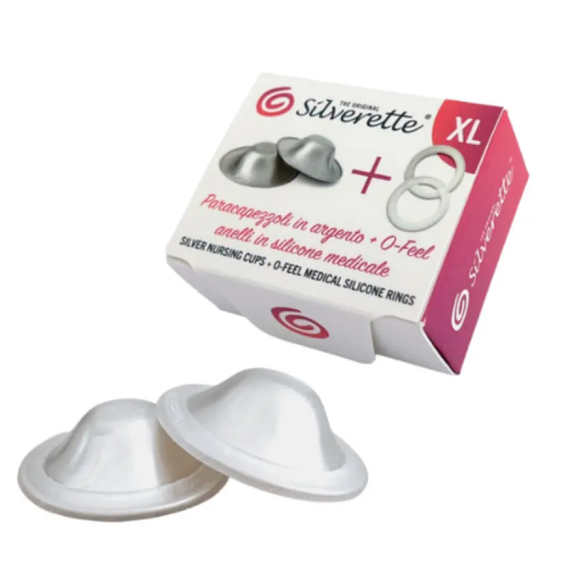 Silverette Silver Nursing Nipple Cups  XL & Ofeel Ring (Combo)