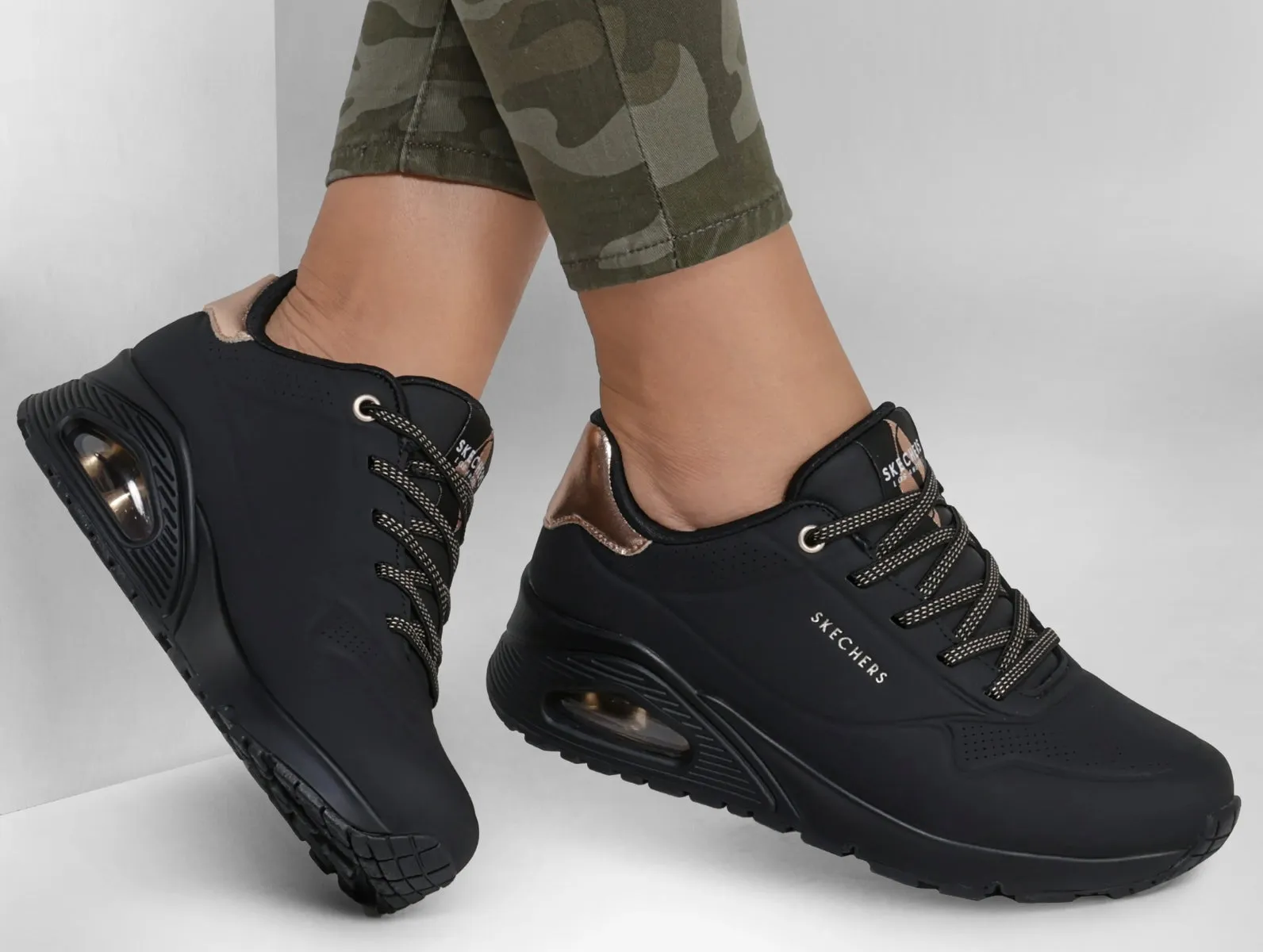 Skechers 155196 Street™ Uno Shimmer Away - Black Gold