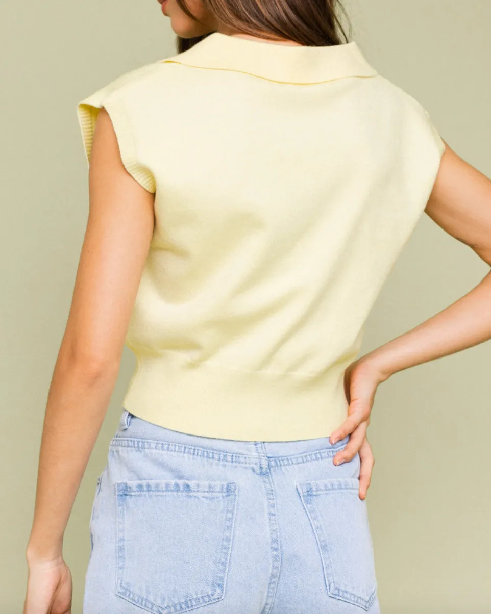 Sleeveless Power Shoulder Knit Top